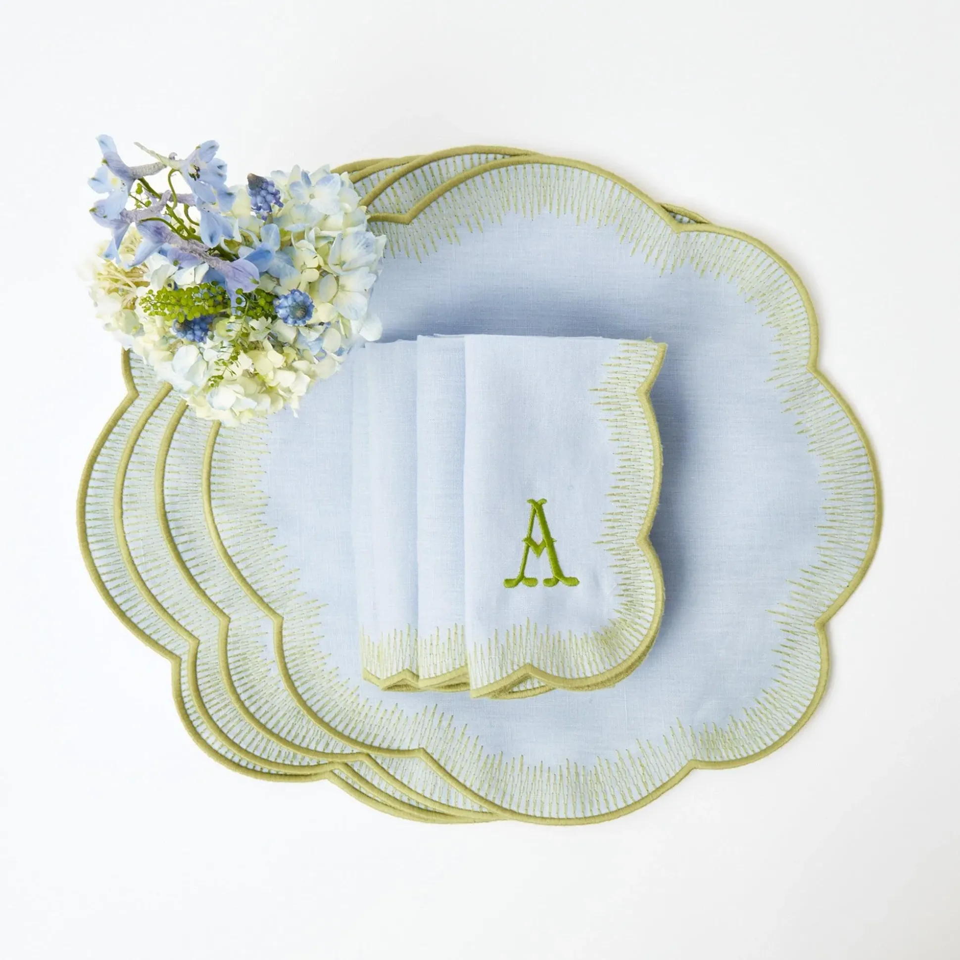 Alathea Blue & Green Linen Placemats (Set Of 4)