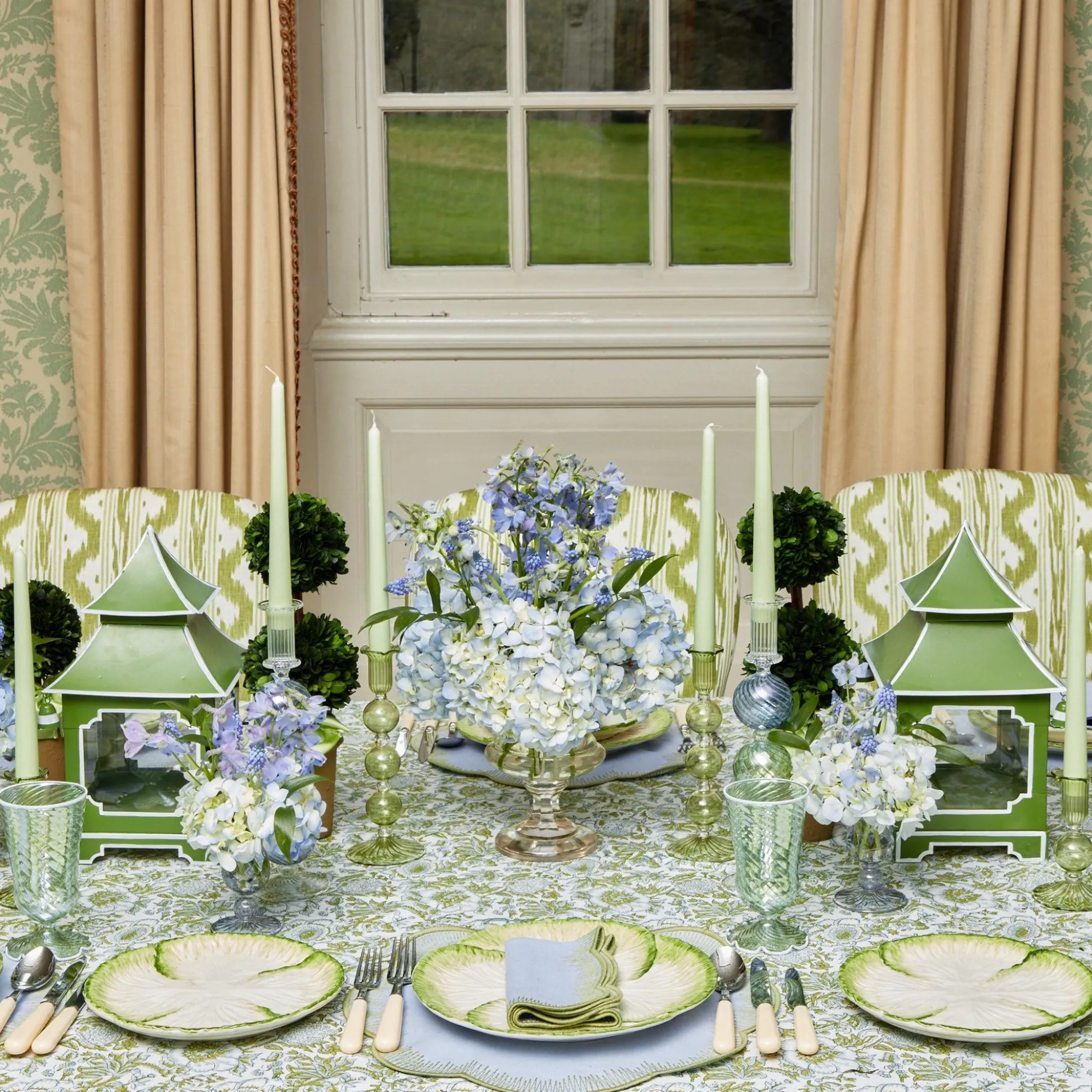 Alathea Blue & Green Linen Napkins (Set Of 4)