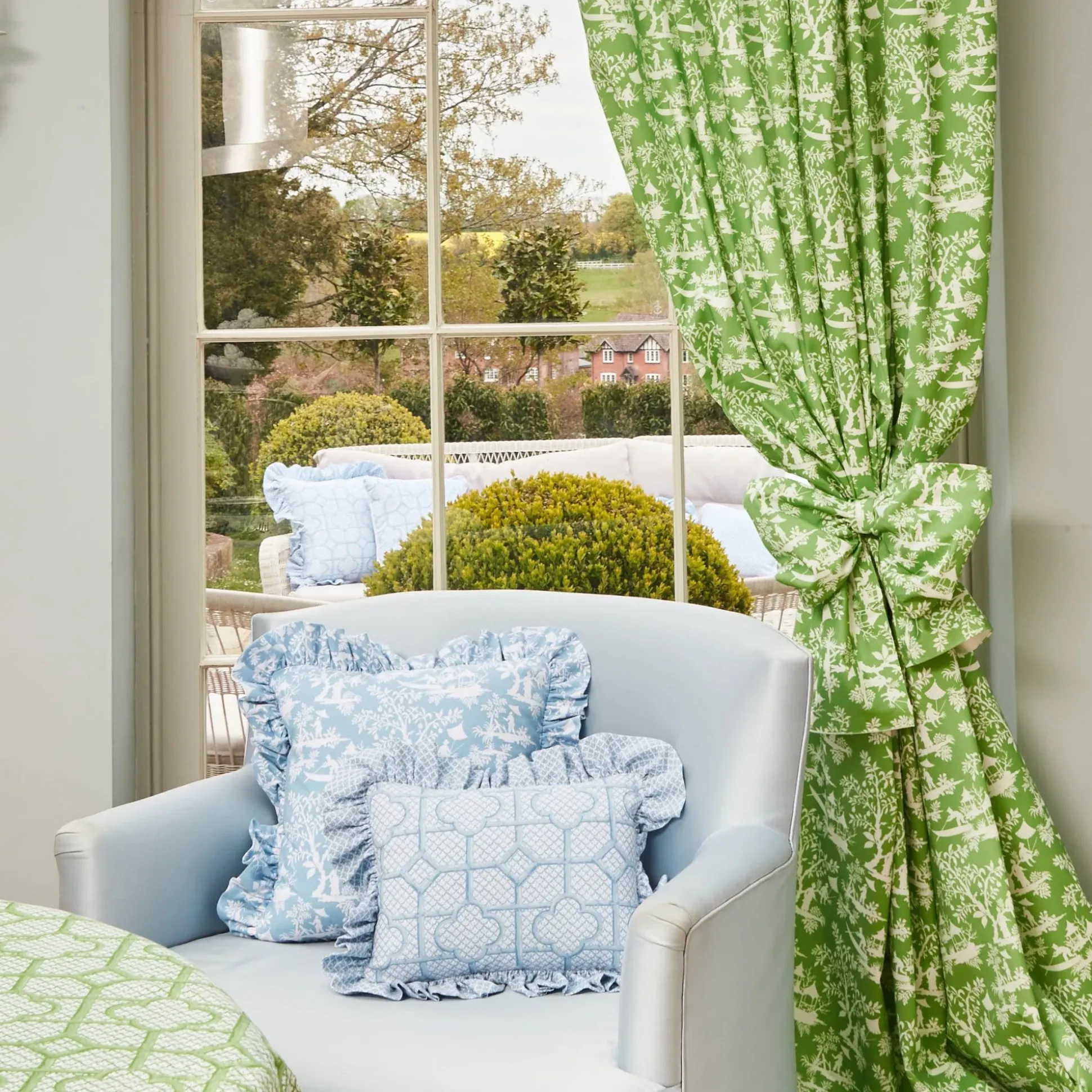 Blue Bamboo Trellis Fabric