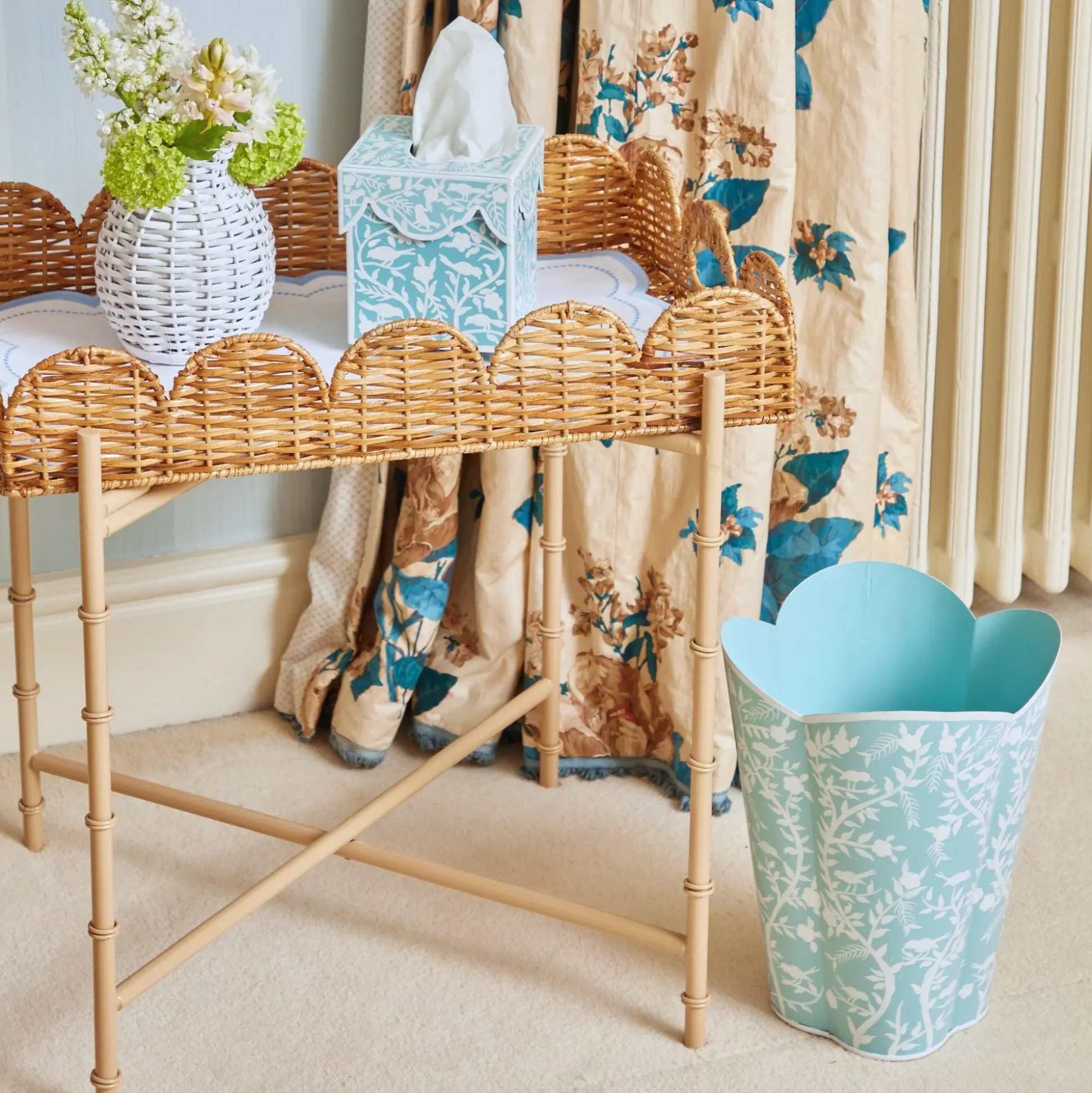 Blue Floral Toleware Set