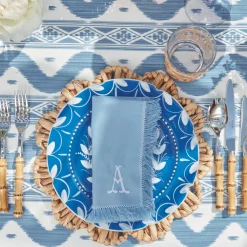Blue Fringe Napkins (Set Of 4)