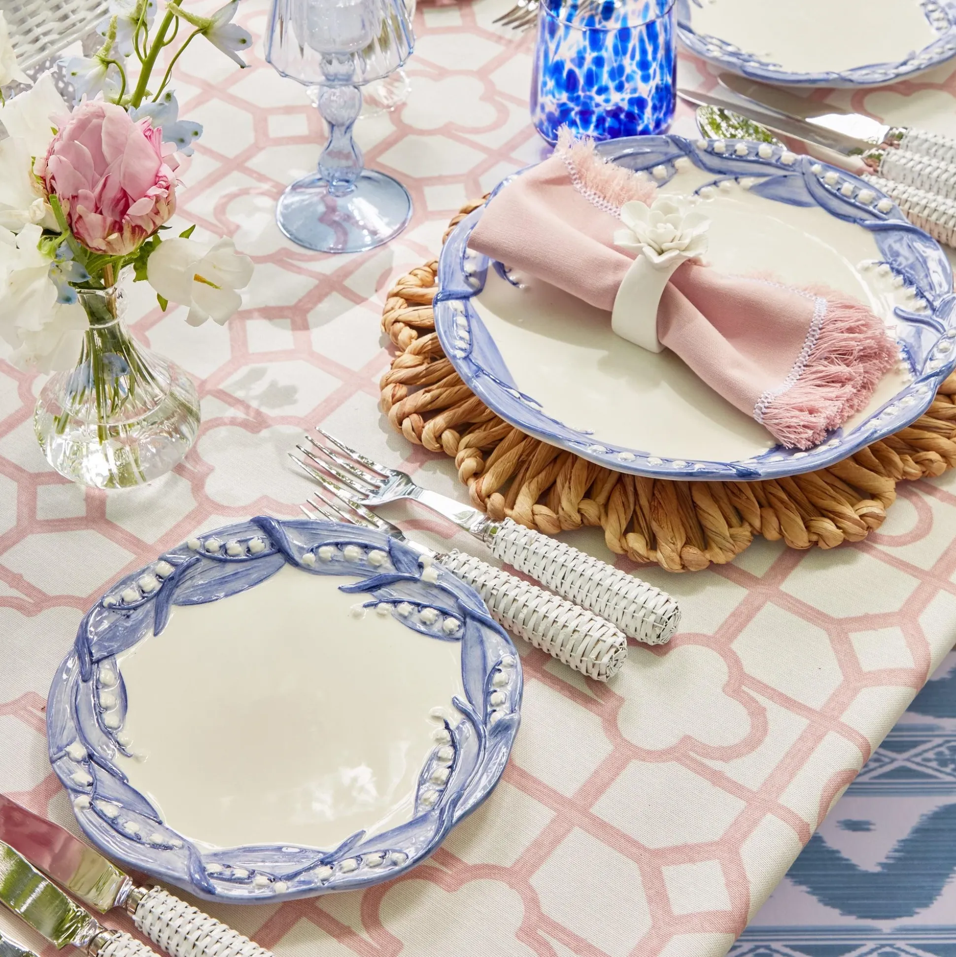 Blue Lily Of The Valley Starter Plates (Set Of 4)
