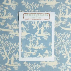 Blue Pagoda Garden Fabric
