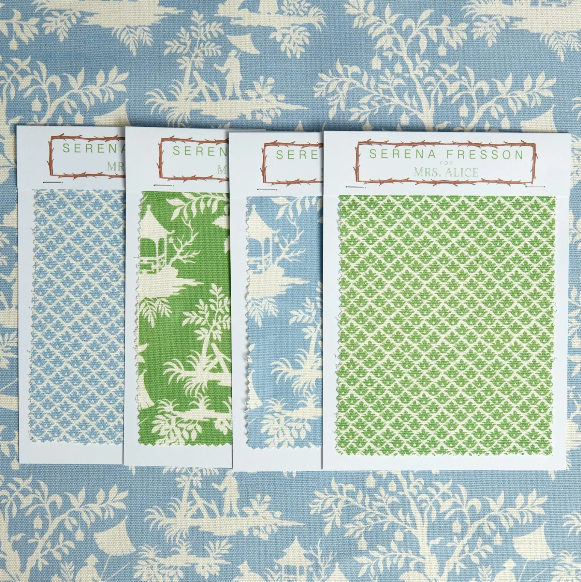 Blue Pagoda Garden Fabric