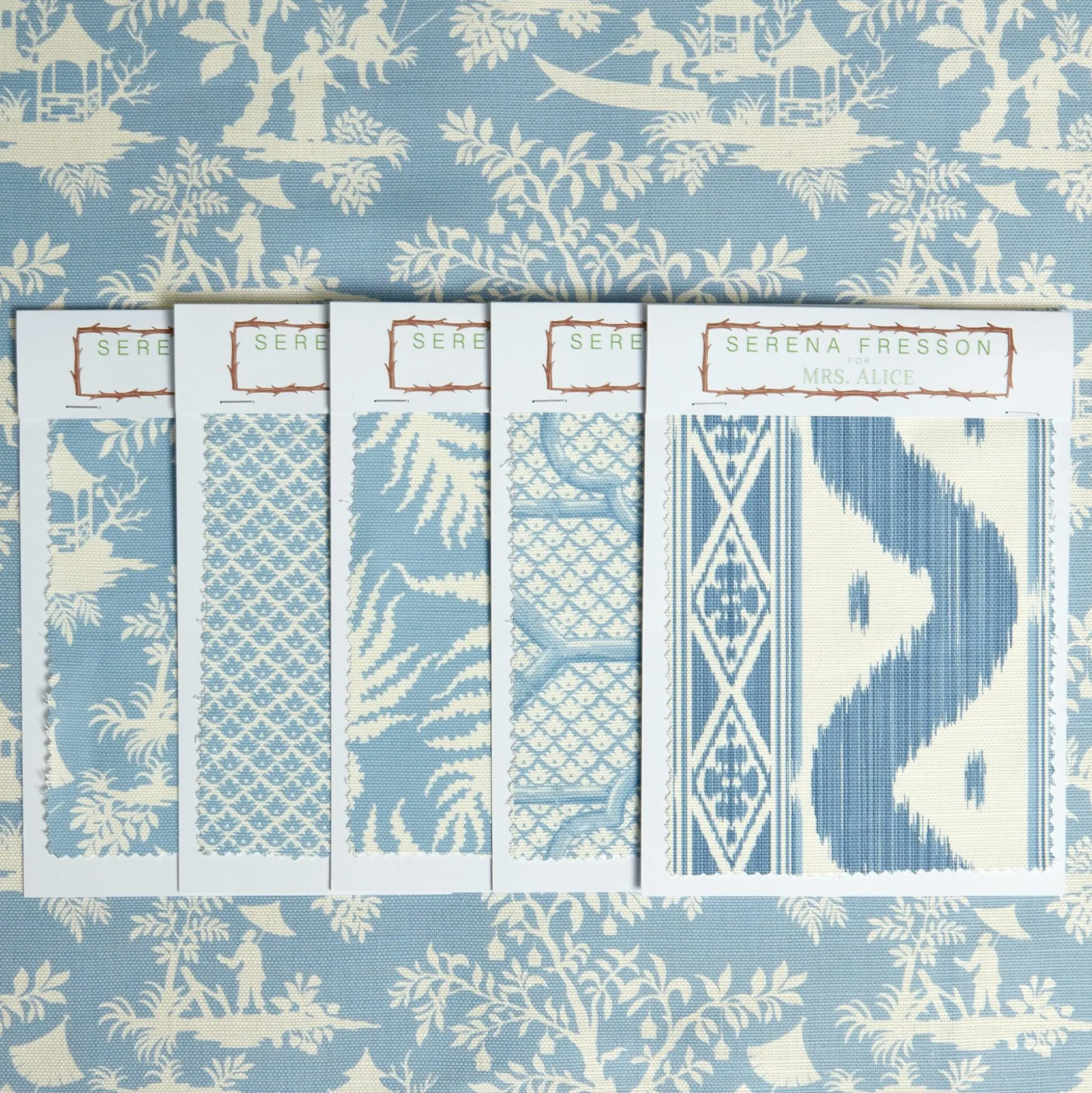Blue Pagoda Garden Fabric