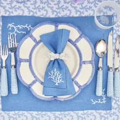 Blue Petal Bamboo Dinner & Starter Plates (Set Of 8)