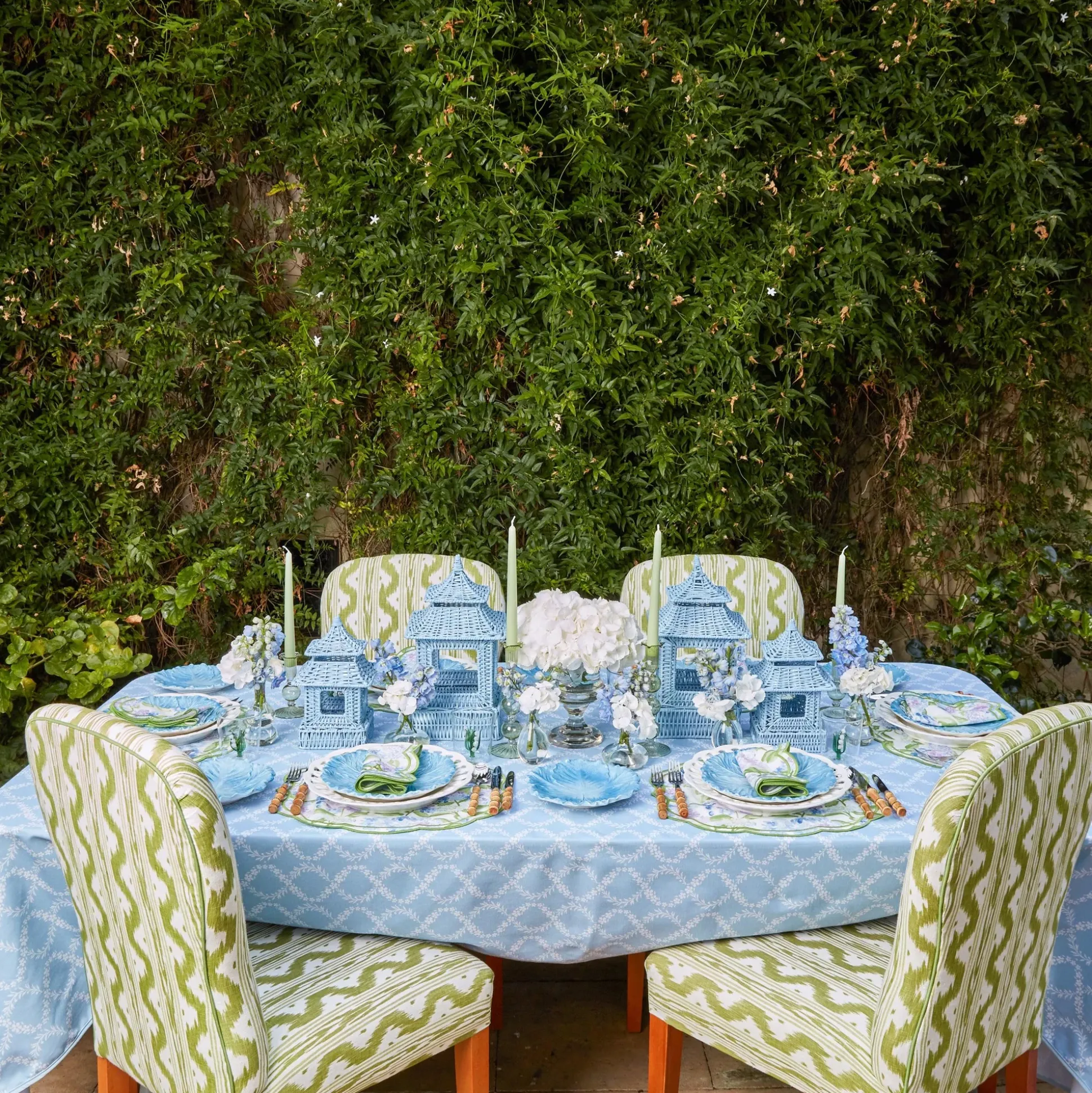 Blue Rattan Pagoda Lantern