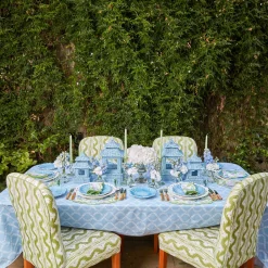 Blue Rattan Pagoda Lantern Set