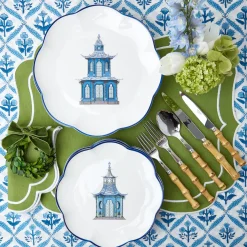 Blue Scalloped Pagoda Starter Plate