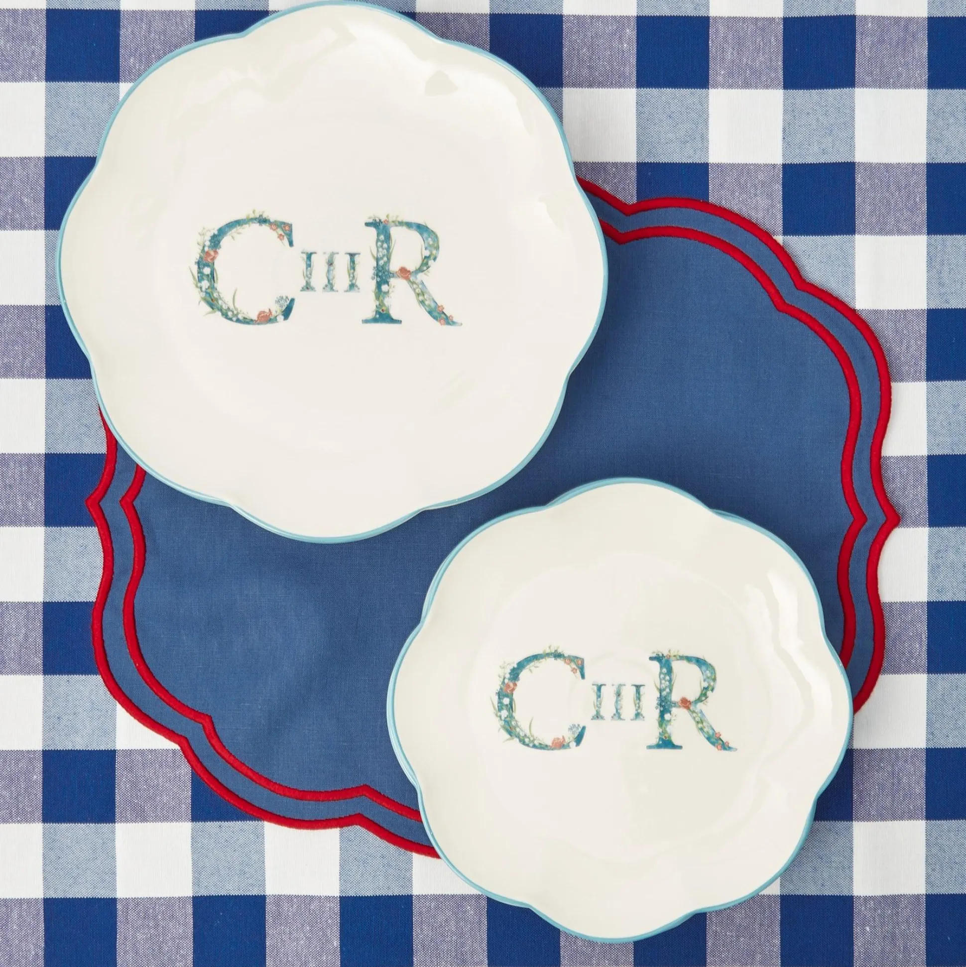 Camilla Blue & Red Linen Placemats (Set Of 4)