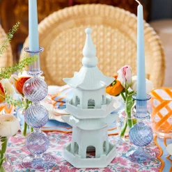 Camille Azure Candle Holder (Pair)