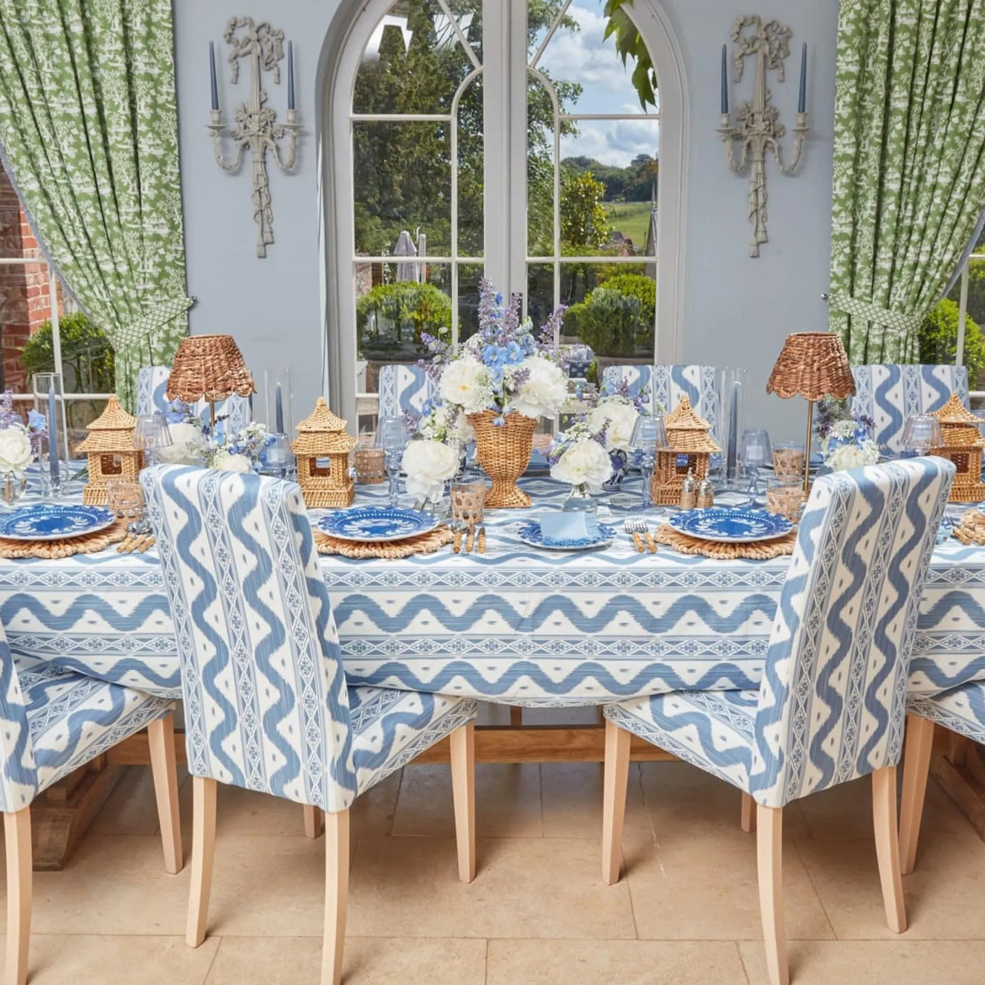 Charlotte Blue Ikat Dining Chair