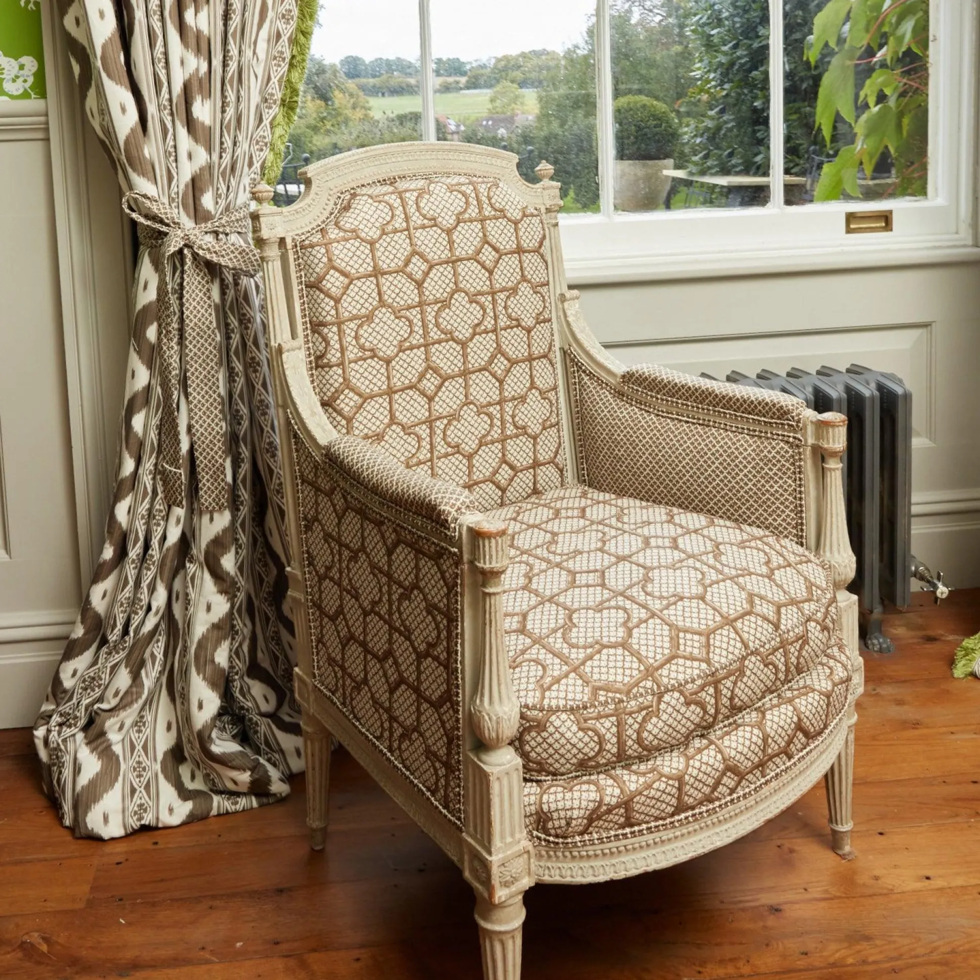 Chestnut Brown Bamboo Trellis Fabric