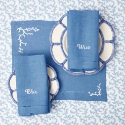 Compliment Blue Linen Napkins (Set Of 8)