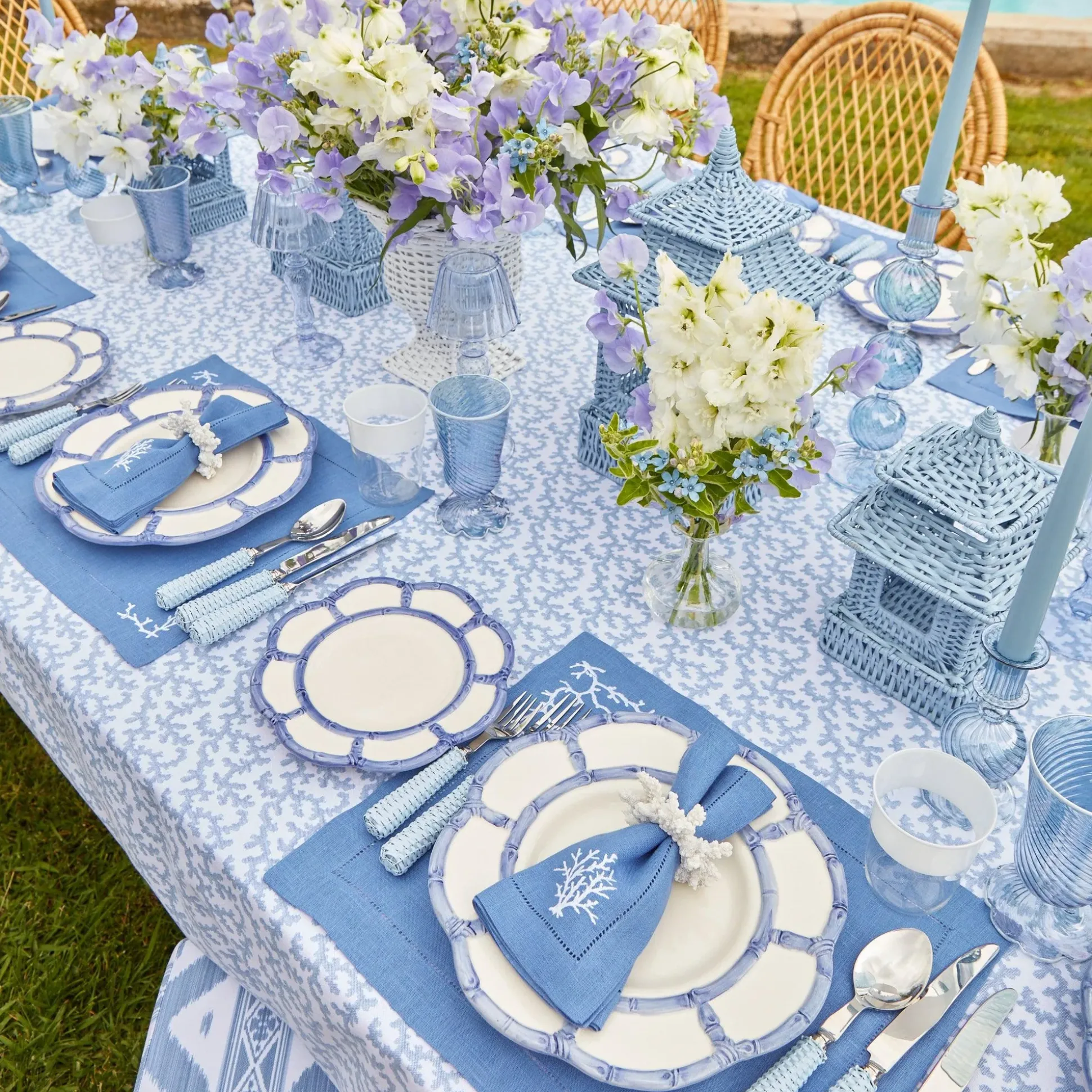 Coral Blue Linen Placemats (Set Of 4)