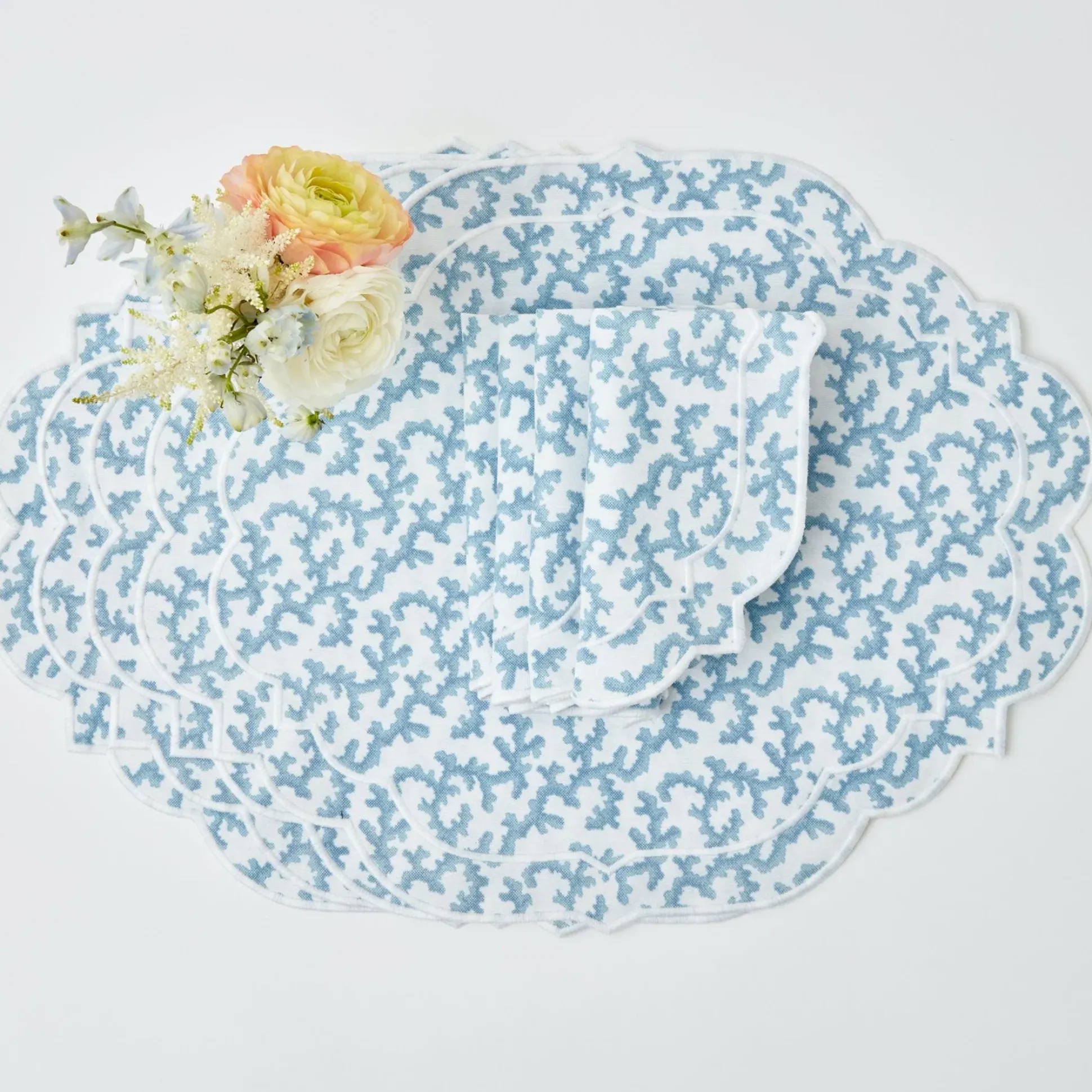 Edie Blue Coral Placemats (Set Of 4)
