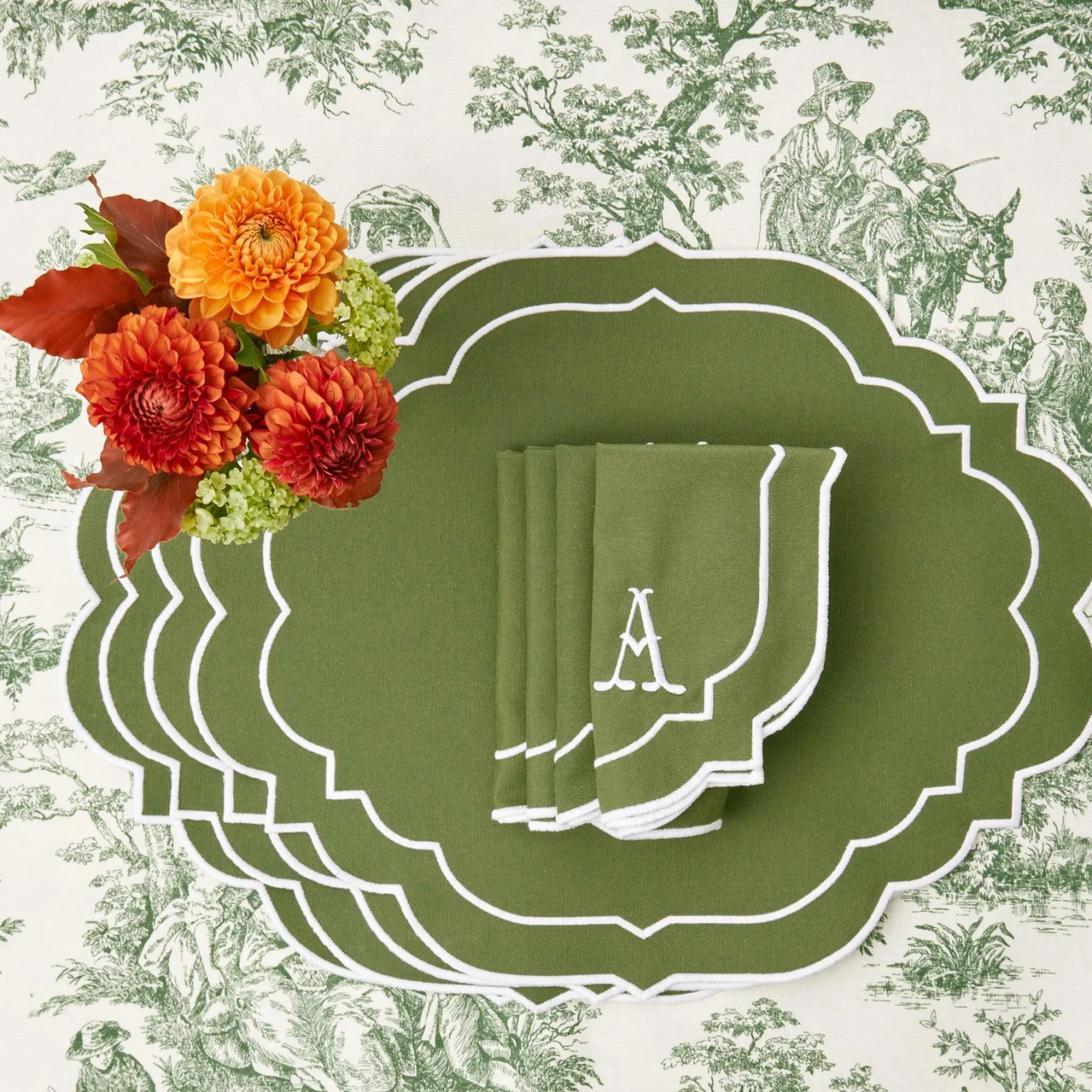 Edie Moss Green Napkins (Set Of 4)
