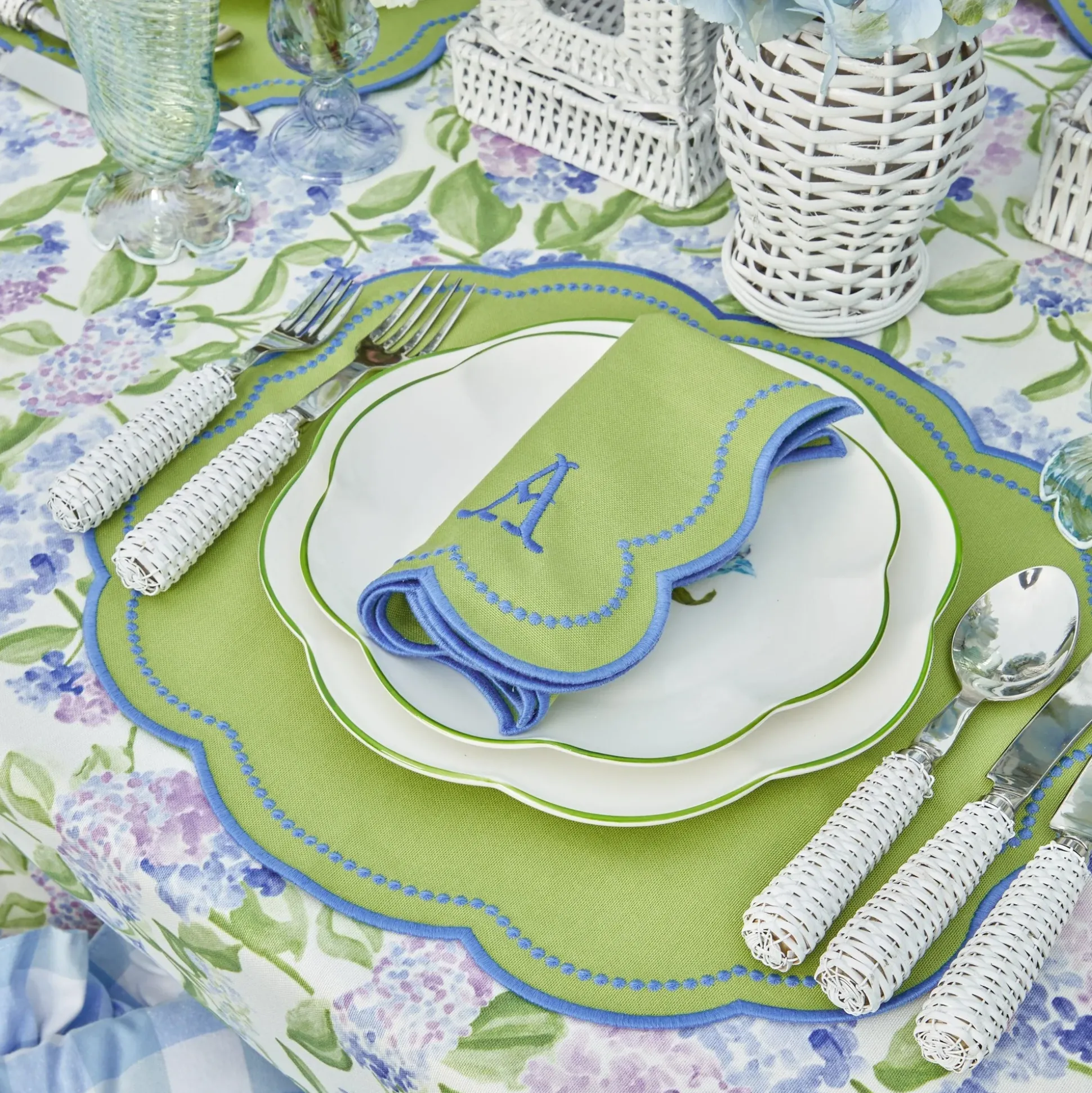 Eloise Green And Blue Napkins (Set Of 4)