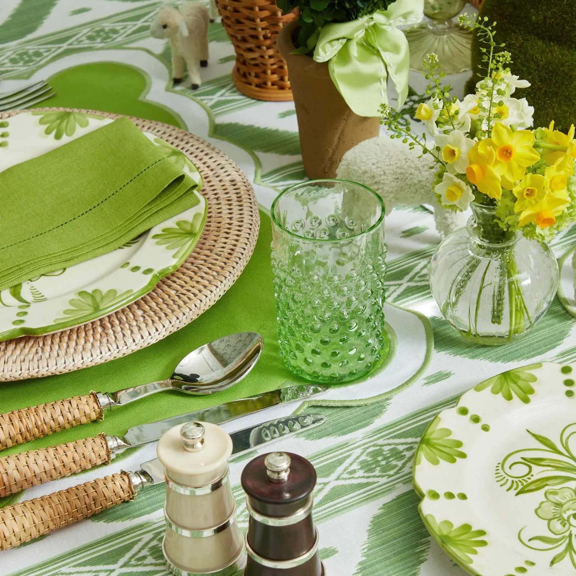 Emerald Hobnail Glasses & Jug Set