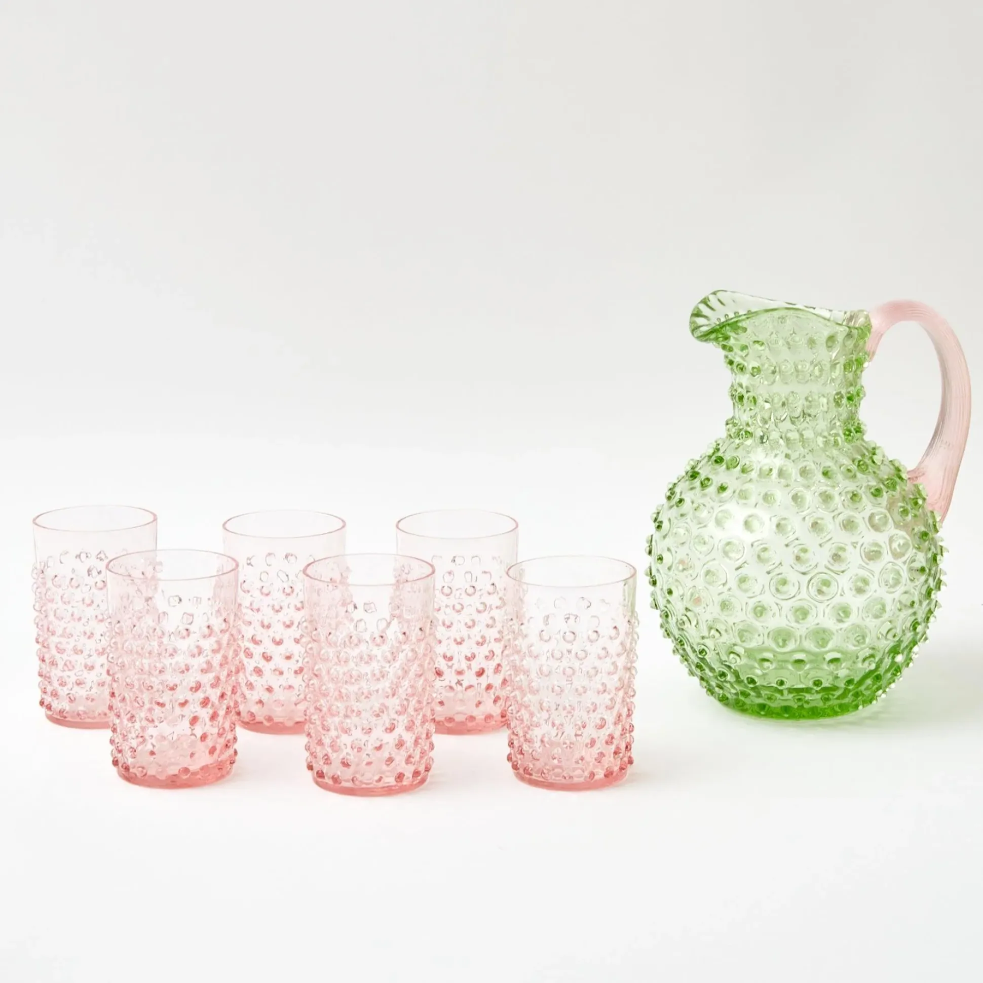 Emerald Hobnail Jug & Rose Handle