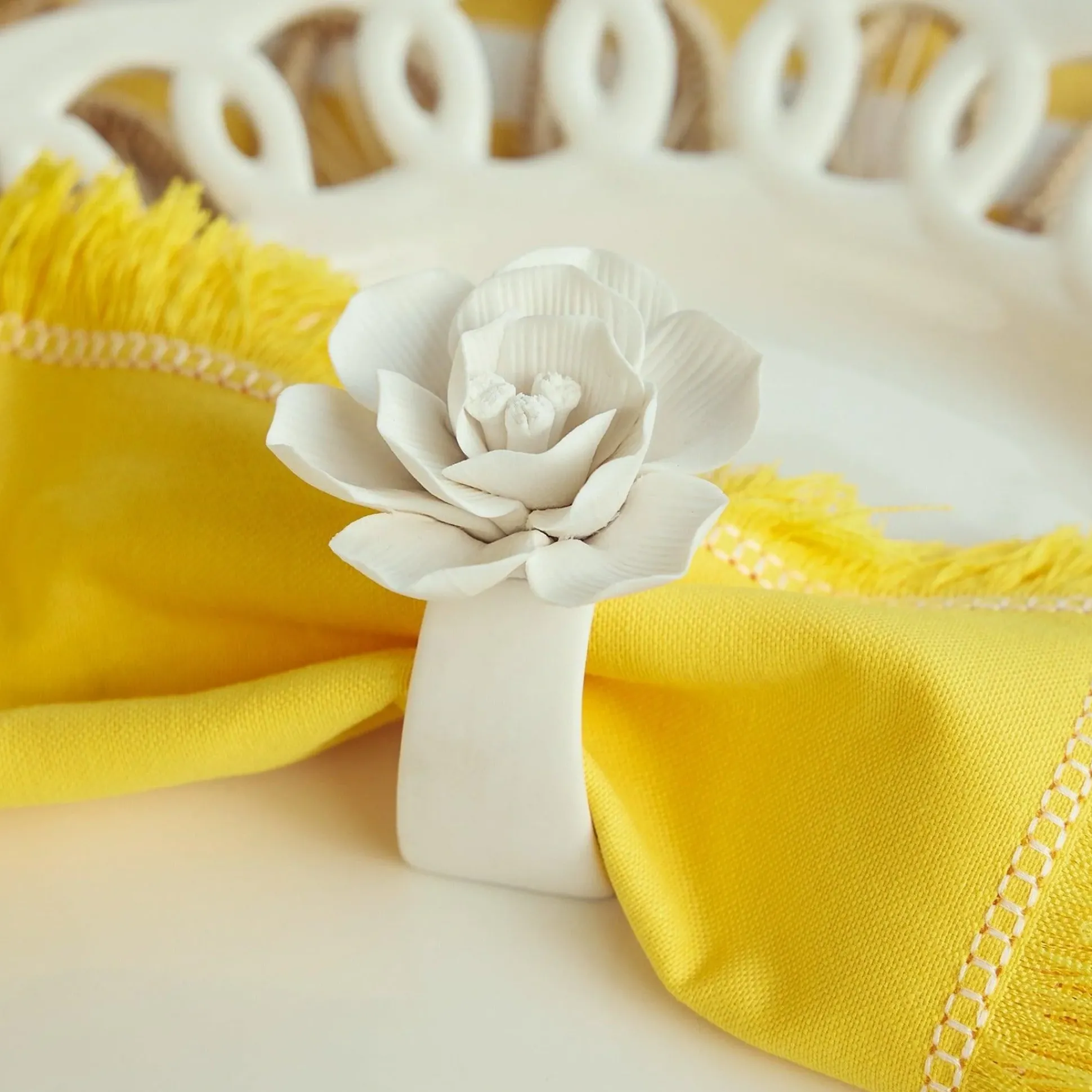 Fiore Porcelain Napkin Rings (Set Of 4)