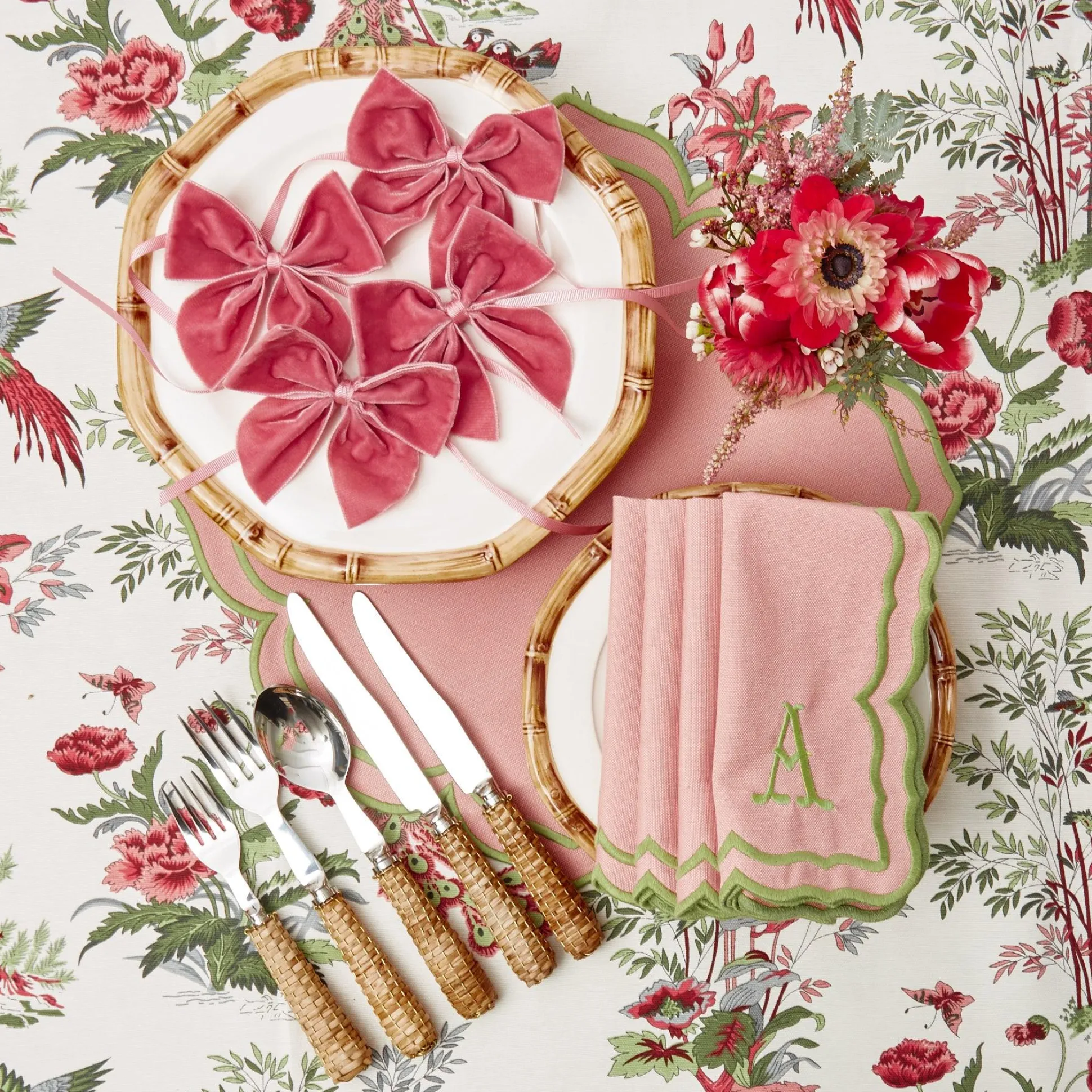 Fleur Pink Placemats & Napkins (Set Of 4)