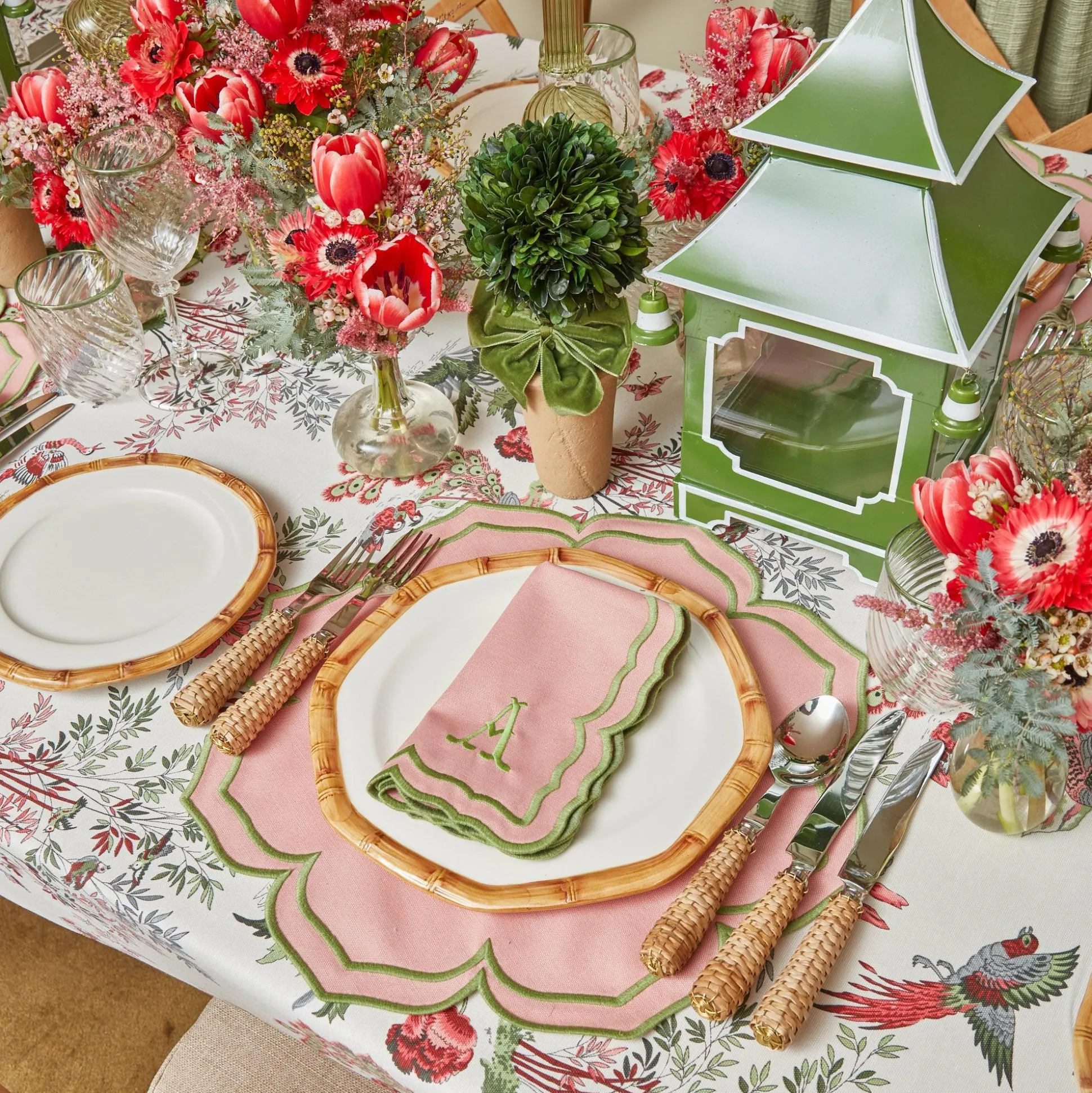 Fleur Pink Placemats & Napkins (Set Of 4)