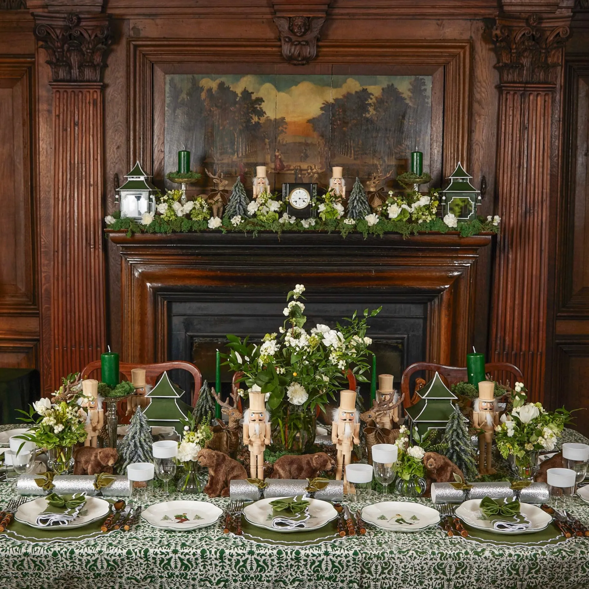 Forest Green Pillar Candles (Pair)