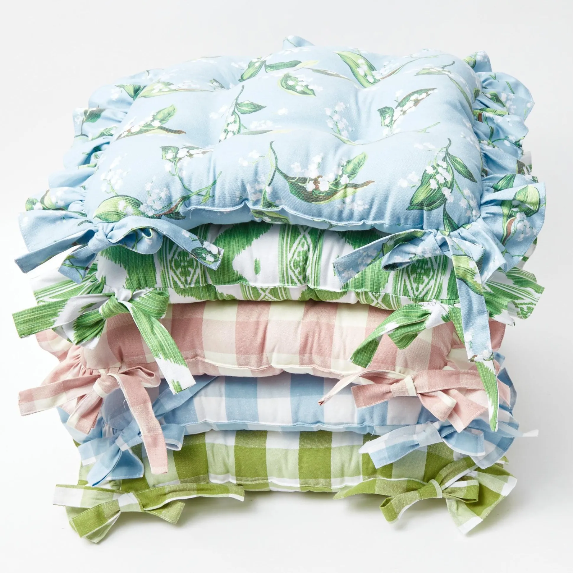 Frilled Lily Of The Valley Seat Pad Cushion (Set Of 4)