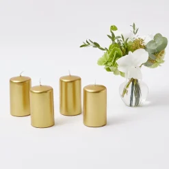 Gold Pillar Candles (Set Of 4)