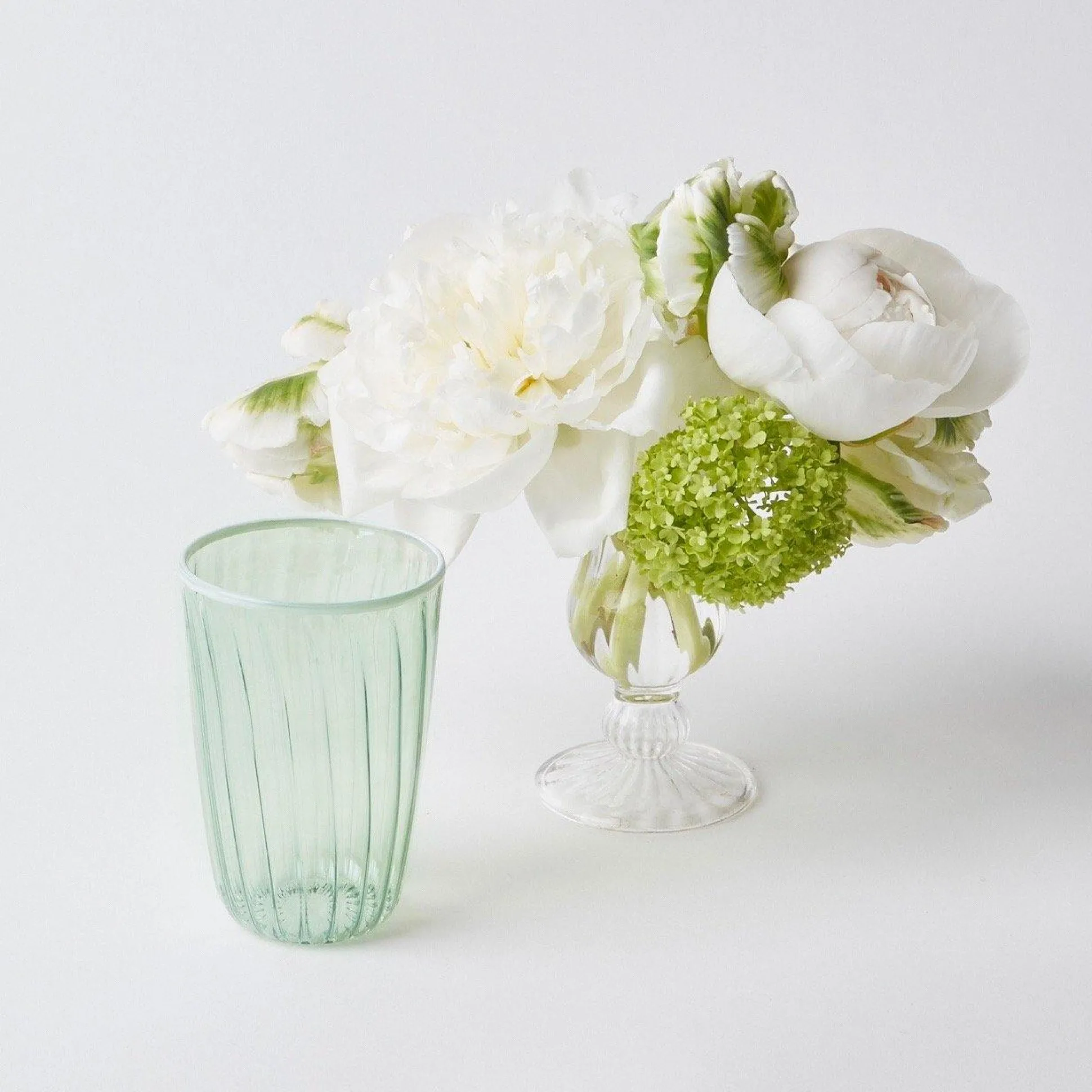 Green & White Rim Water Glasses (Set Of 4)