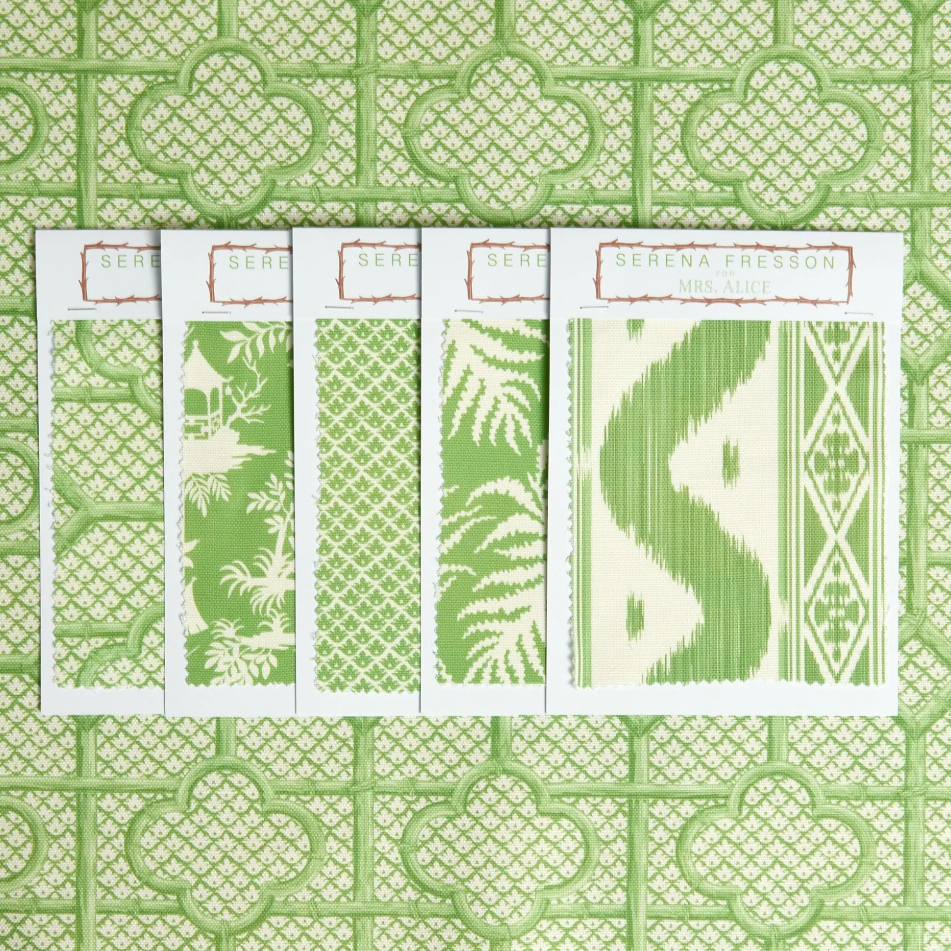 Green Bamboo Trellis Fabric