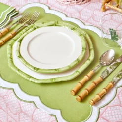 Green Geometric Bamboo Starter Plate