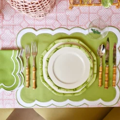 Green Geometric Bamboo Starter Plate