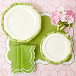 Green Geometric Bamboo Starter Plate