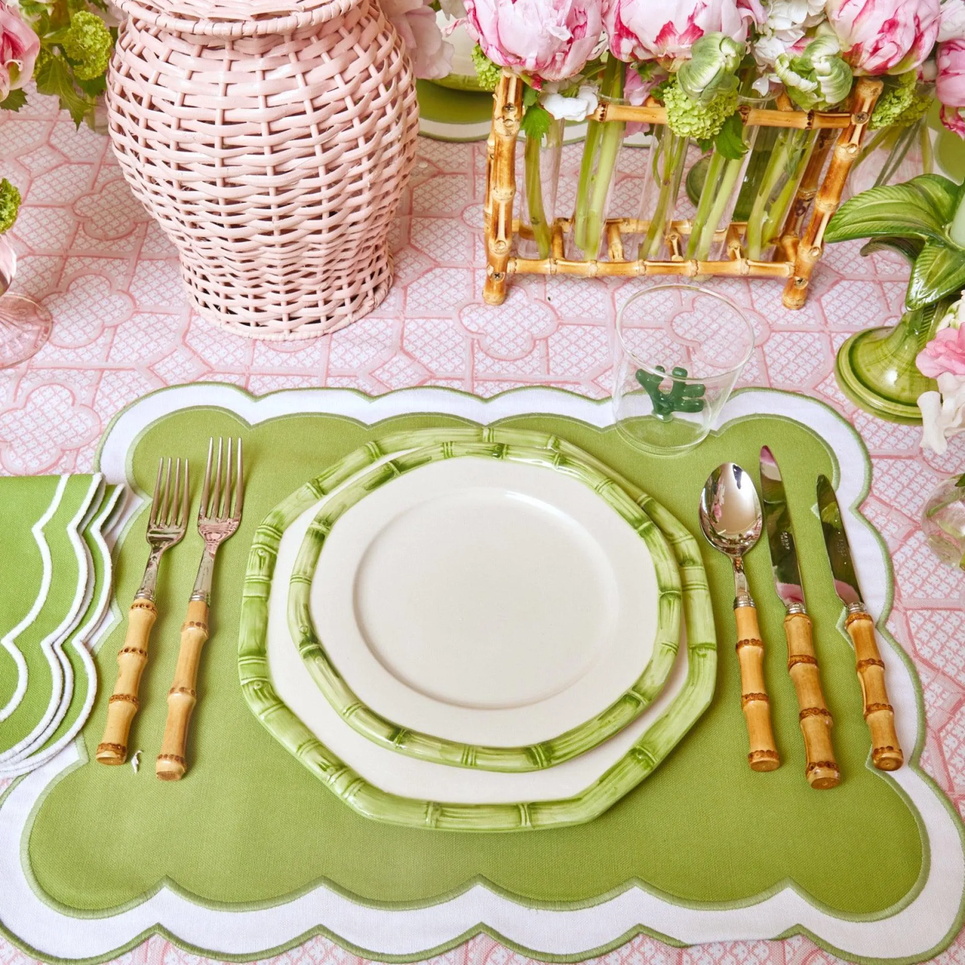 Green Geometric Bamboo Starter Plate