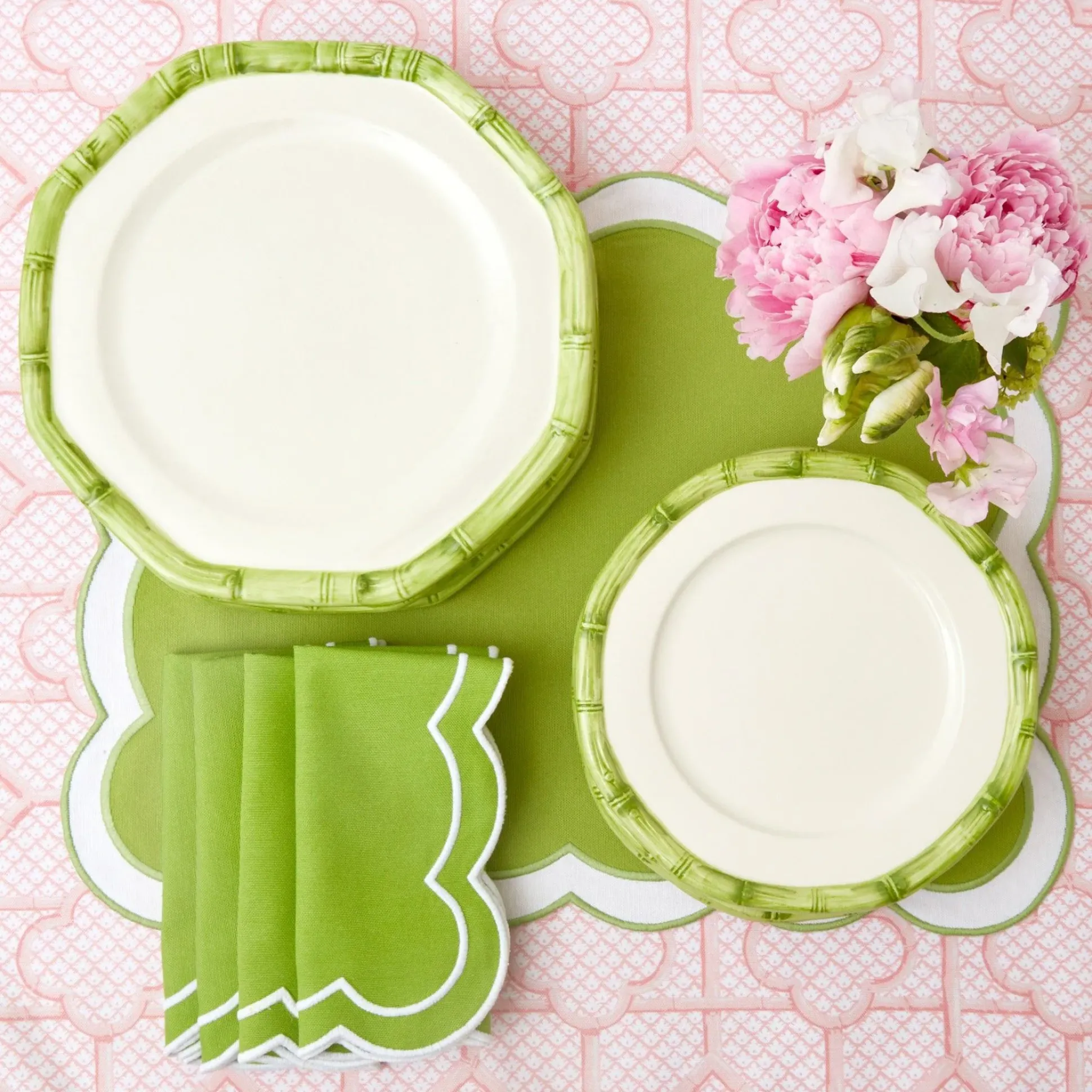 Green Geometric Bamboo Starter Plate