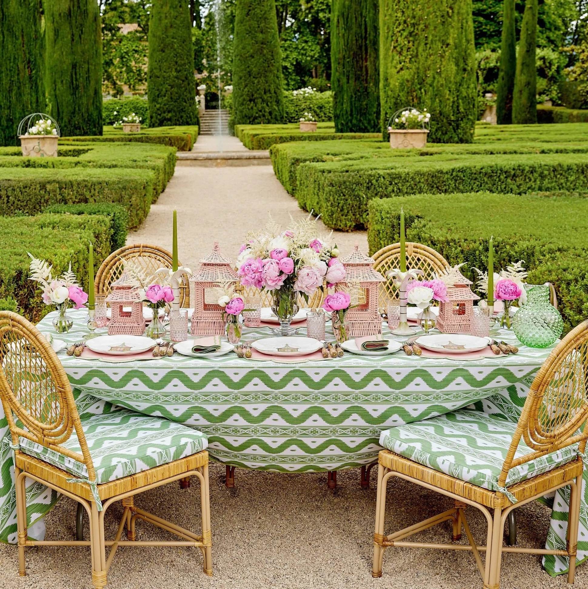 Green Ikat Tablecloth