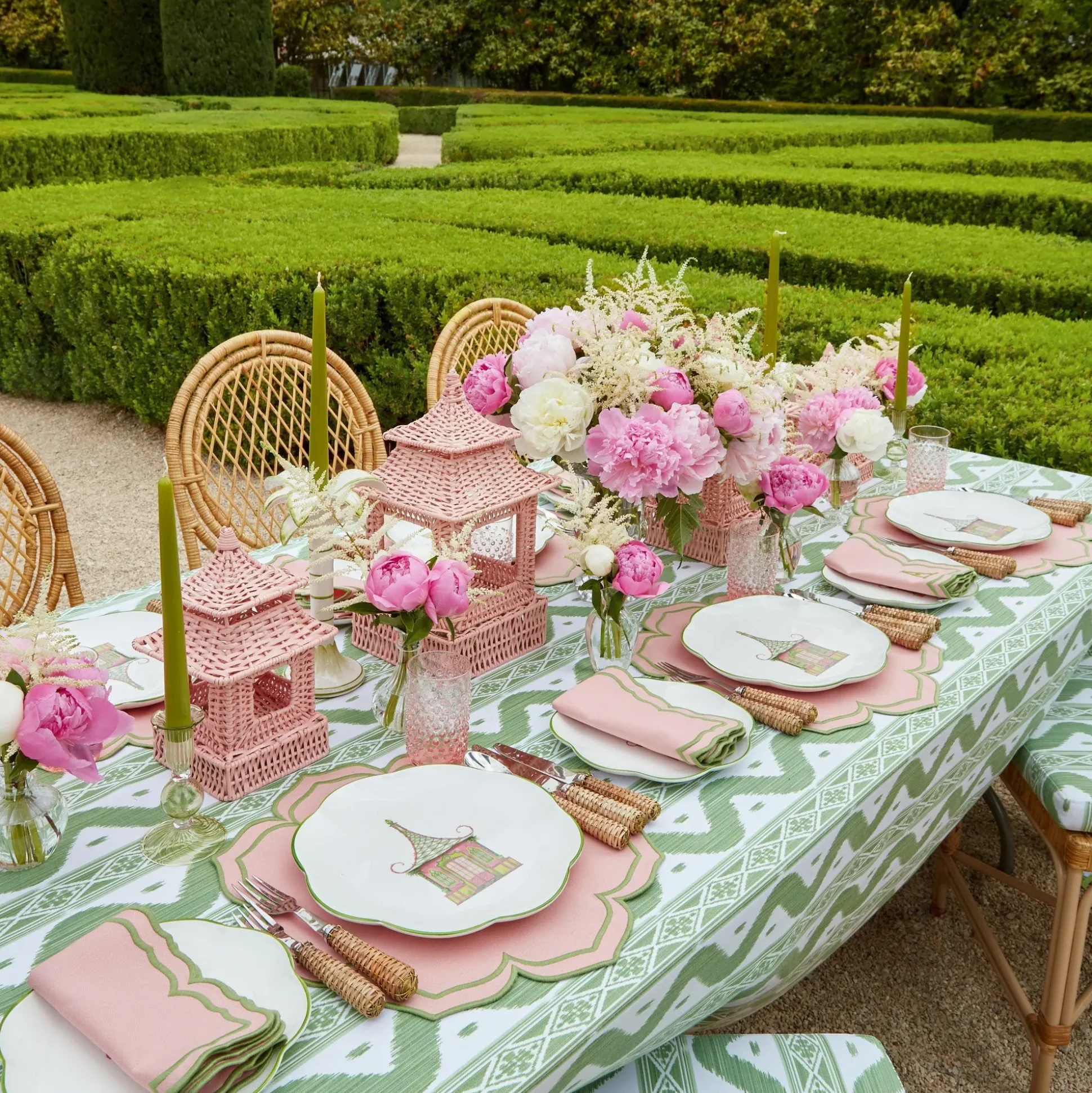 Green Ikat Tablecloth