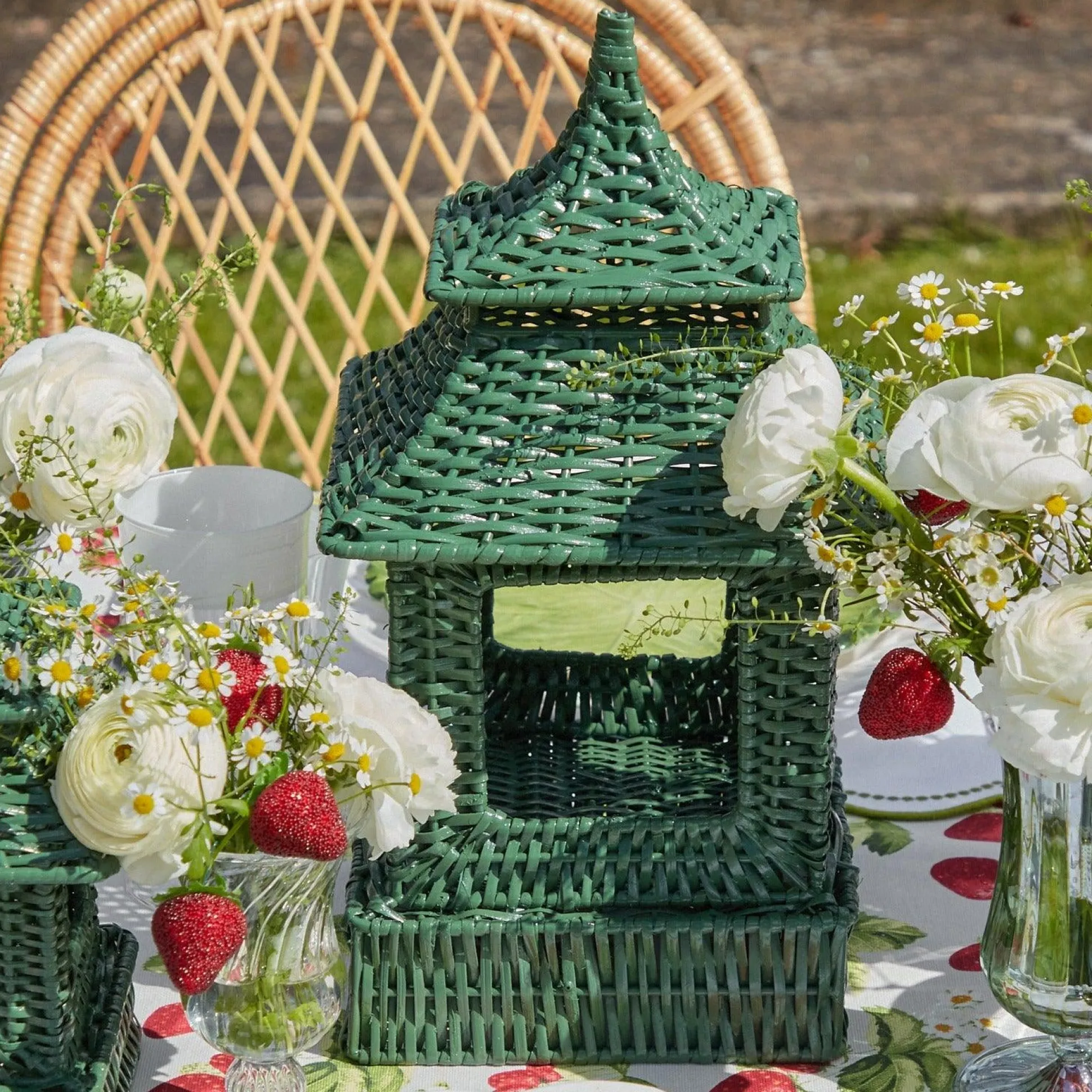 Green Rattan Pagoda Lantern