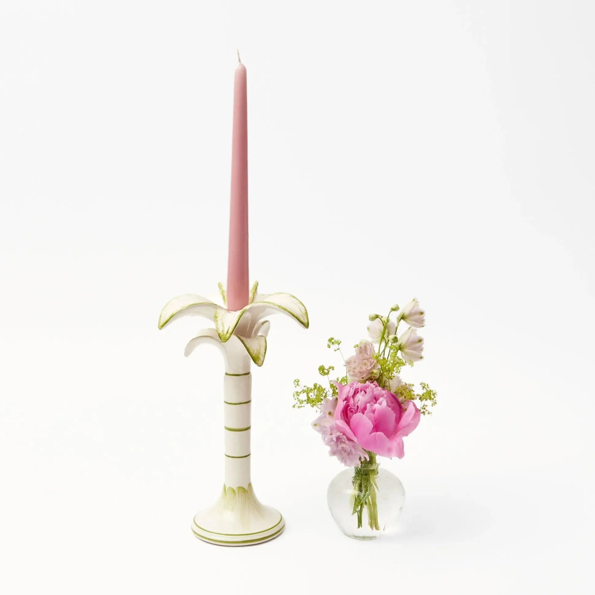 Large White Palm Candle Holder