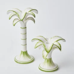 Large White Palm Candle Holder