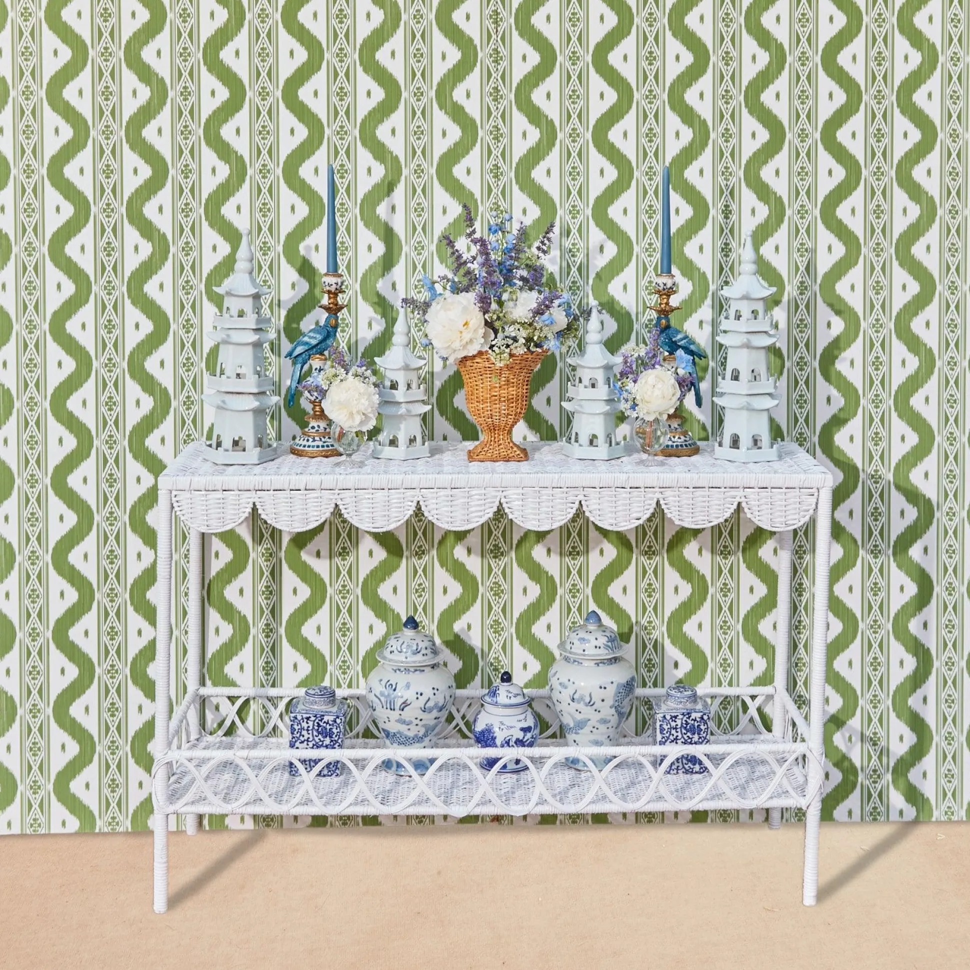 Large White Porcelain Pagodas (Pair)