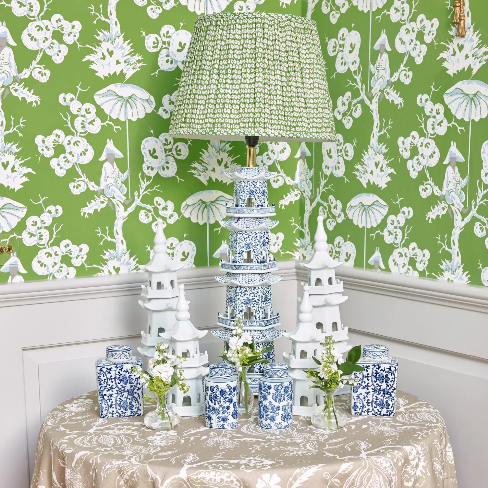 Large White Porcelain Pagodas (Pair)