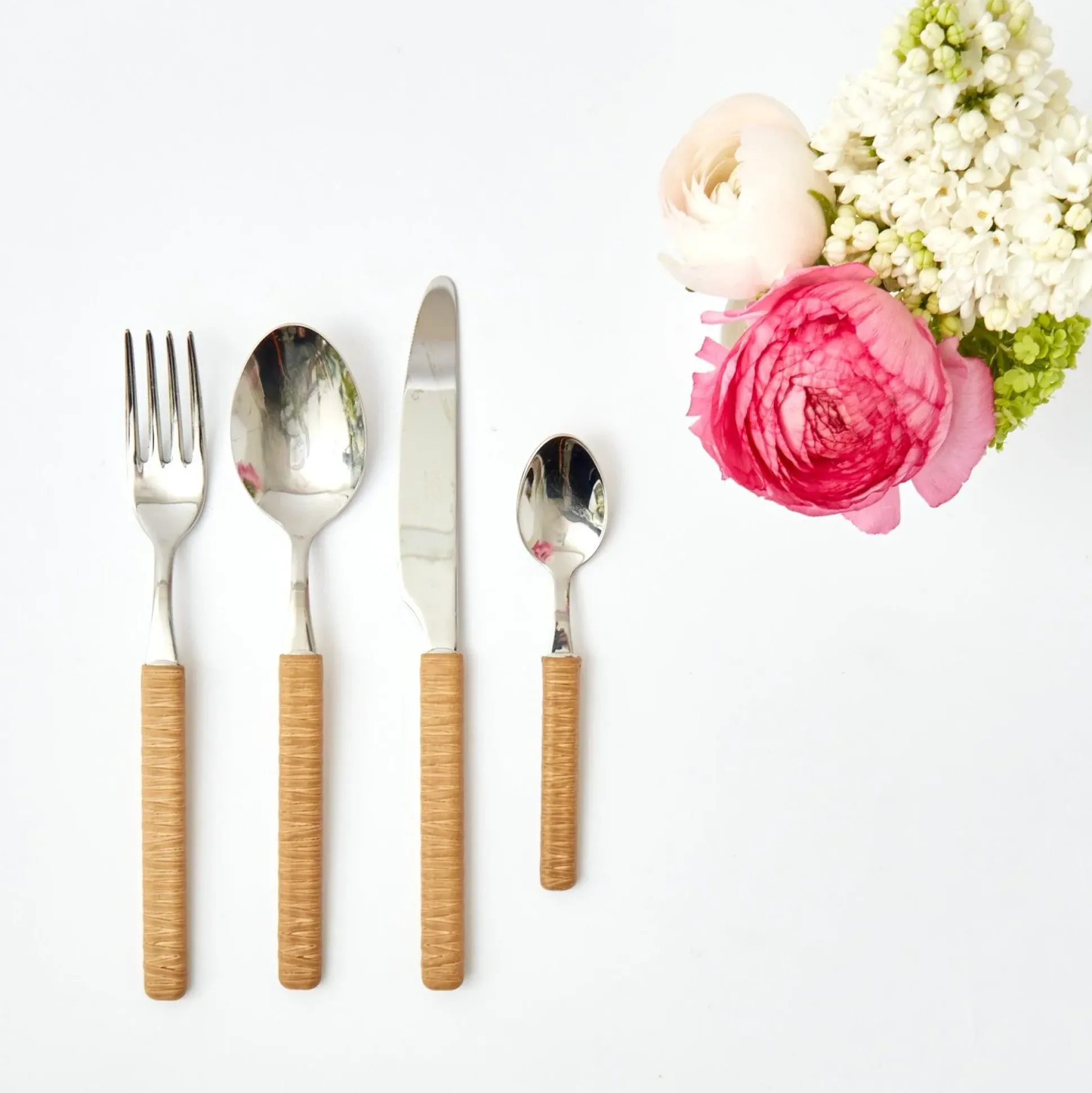 Light Brown Rattan Effect Cutlery (4Pcs)