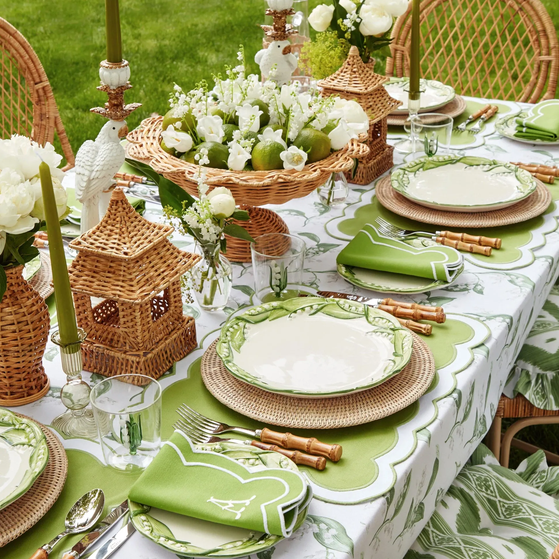 Lily Of The Valley & Serena Green Applique Linen Set