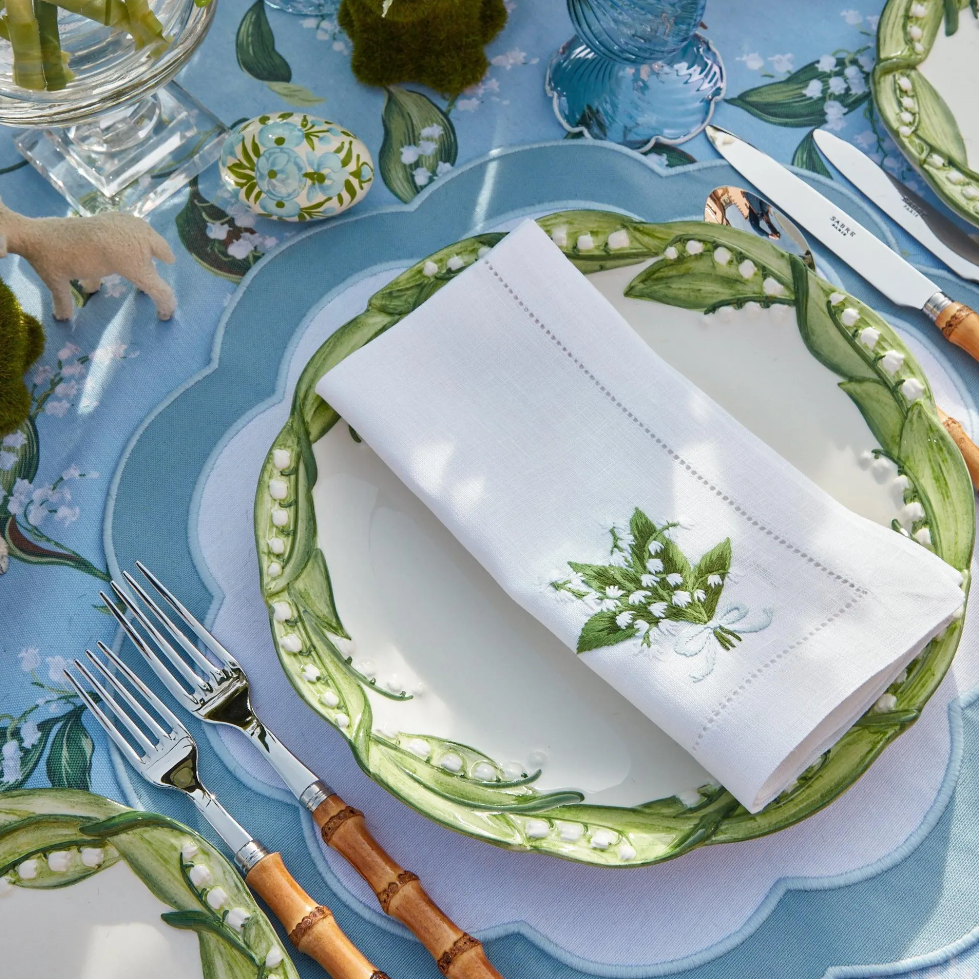 Lily Of The Valley White Linen Napkins (Set Of 4)