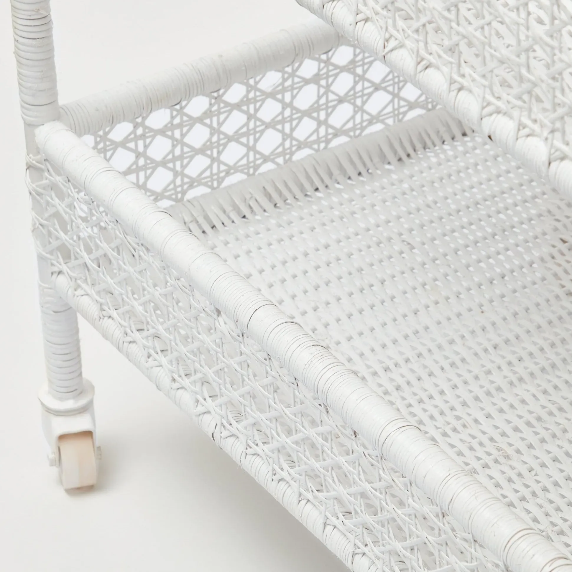 Lorenzo White Rattan Bar Cart