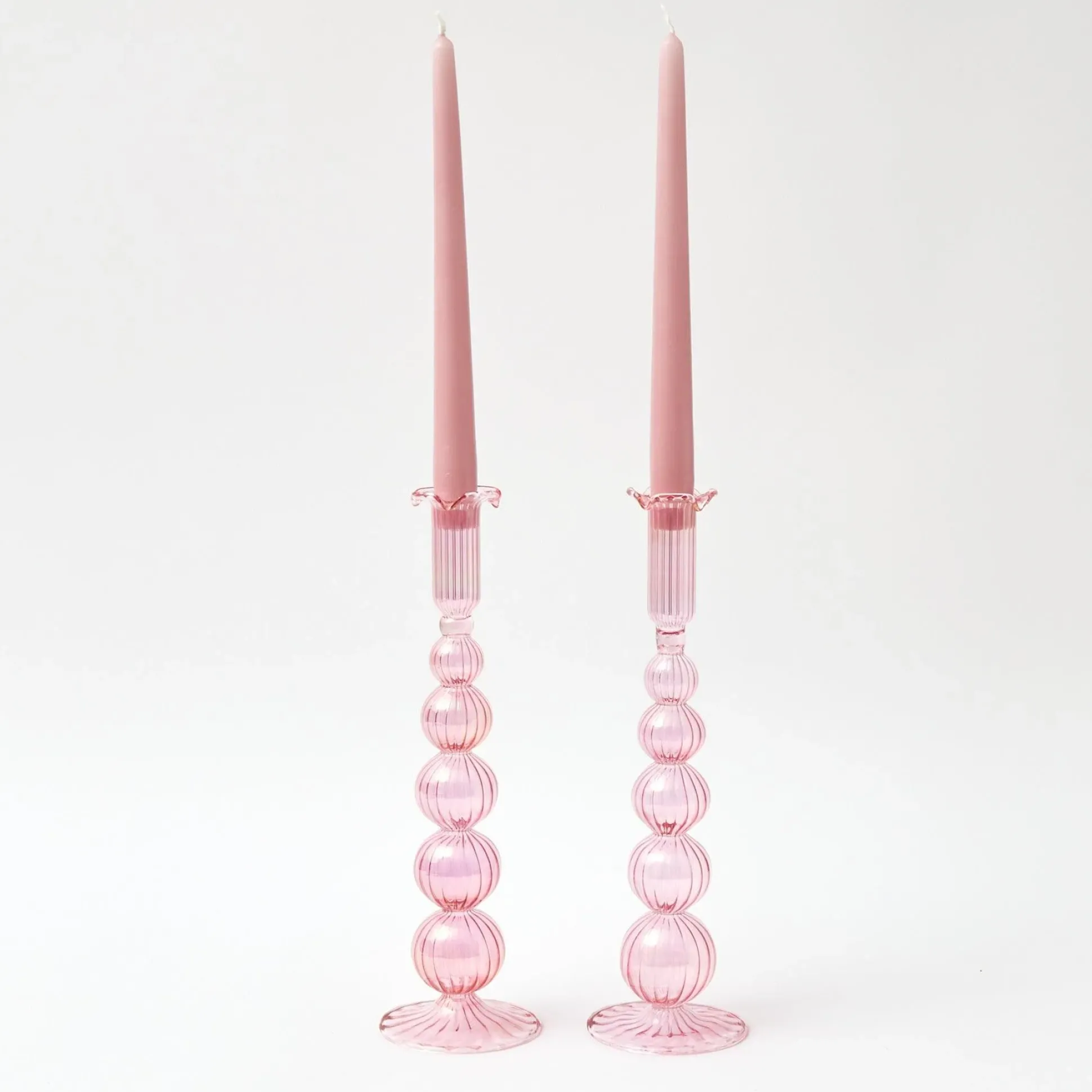 Marguerite Pink Candle Holders (Pair)