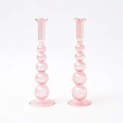 Marguerite Pink Candle Holders (Pair)